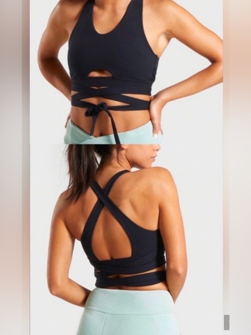 Women’s Black Wrap-Back Sports Bra